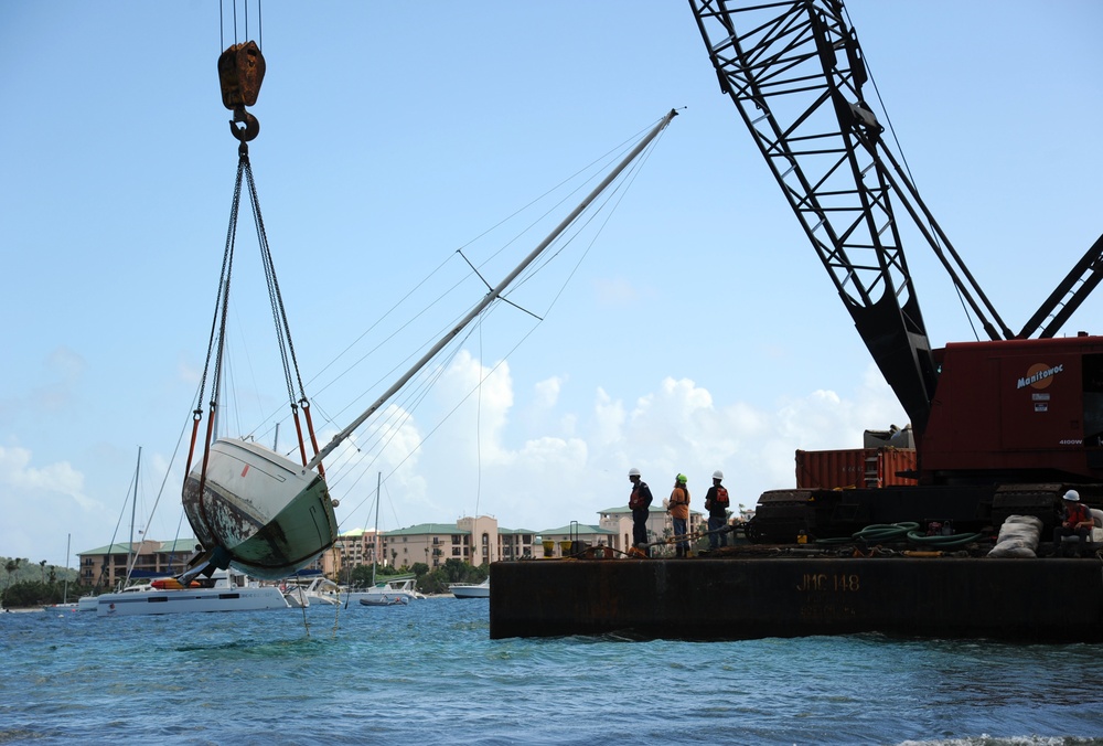 Vessel Salvage in Muller Bay, St. Thomas