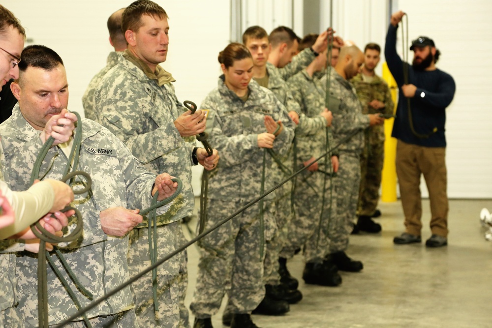 Students build knot-tying skills as part of Cold-Weather Operations Course at Fort McCoy