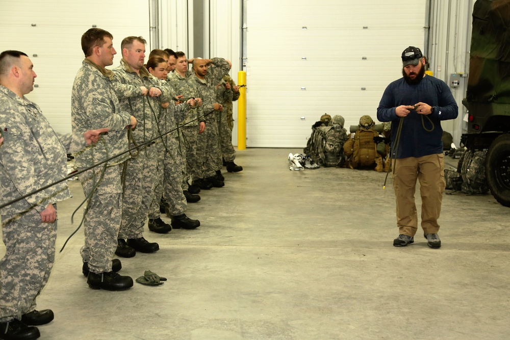 Students build knot-tying skills as part of Cold-Weather Operations Course at Fort McCoy