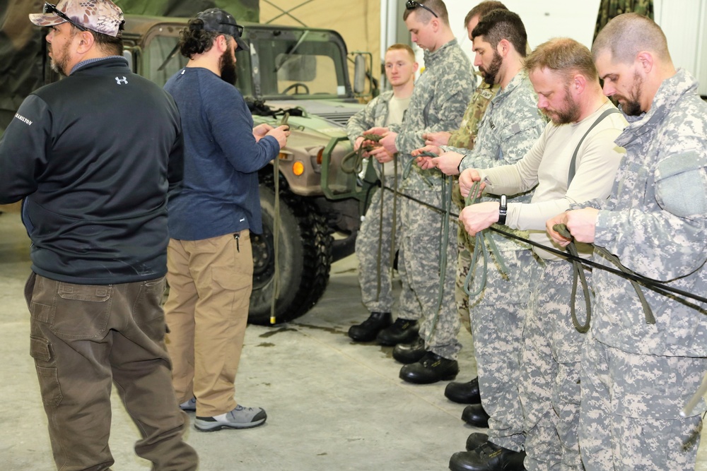 Students build knot-tying skills as part of Cold-Weather Operations Course at Fort McCoy