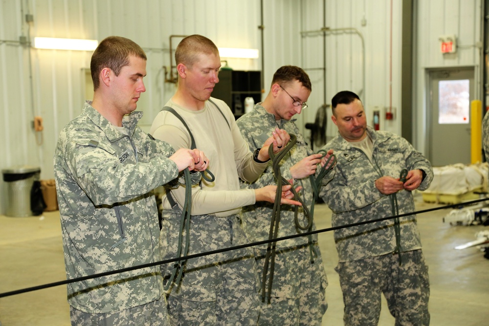 Students build knot-tying skills as part of Cold-Weather Operations Course at Fort McCoy