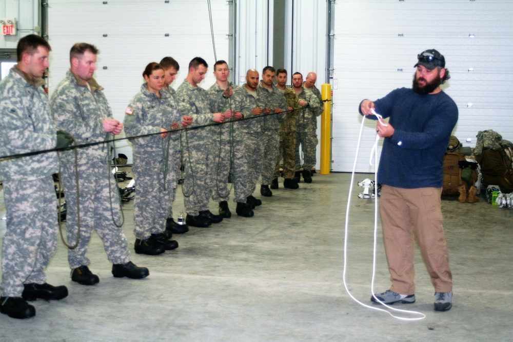 Students build knot-tying skills as part of Cold-Weather Operations Course at Fort McCoy