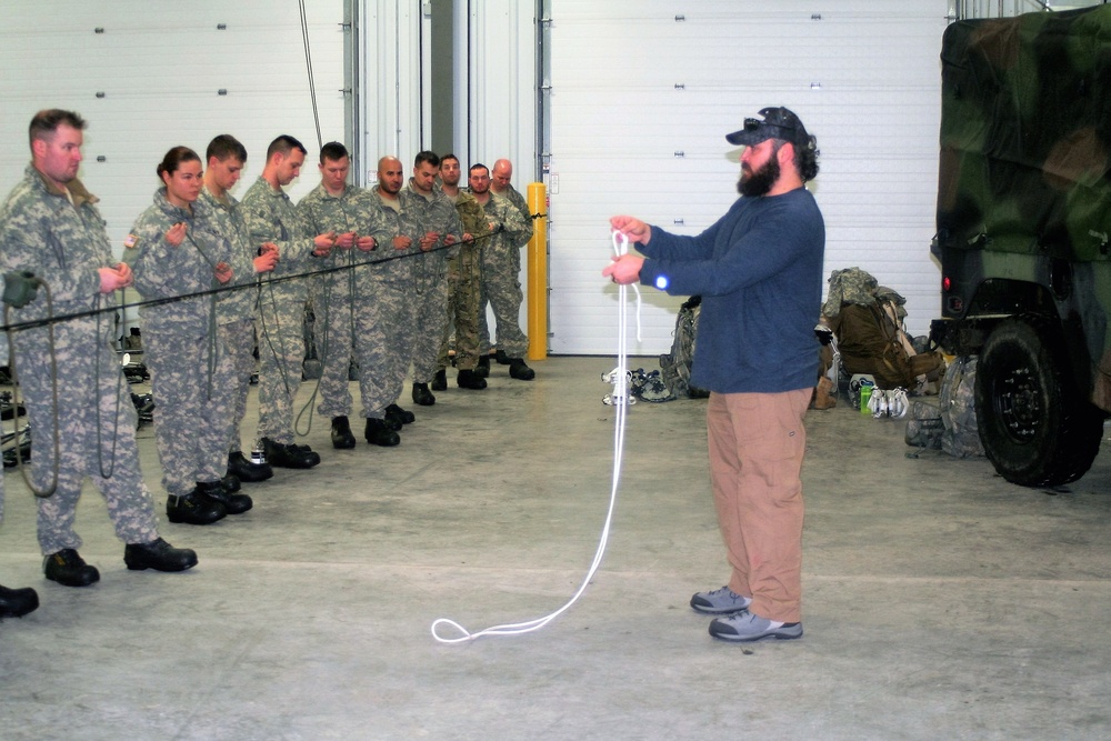 Students build knot-tying skills as part of Cold-Weather Operations Course at Fort McCoy