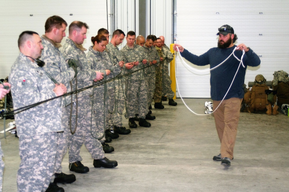 Students build knot-tying skills as part of Cold-Weather Operations Course at Fort McCoy