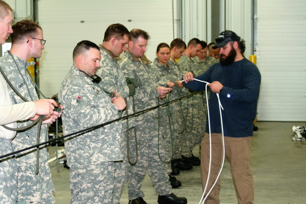 Students build knot-tying skills as part of Cold-Weather Operations Course at Fort McCoy