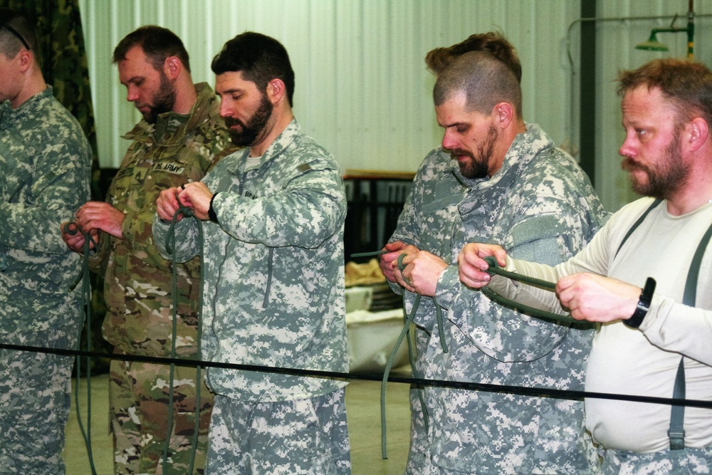 Students build knot-tying skills as part of Cold-Weather Operations Course at Fort McCoy