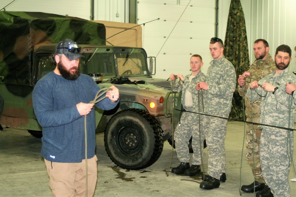 Students build knot-tying skills as part of Cold-Weather Operations Course at Fort McCoy