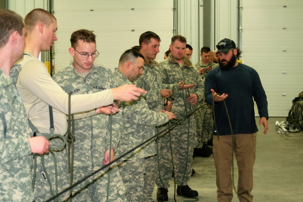 Students build knot-tying skills as part of Cold-Weather Operations Course at Fort McCoy