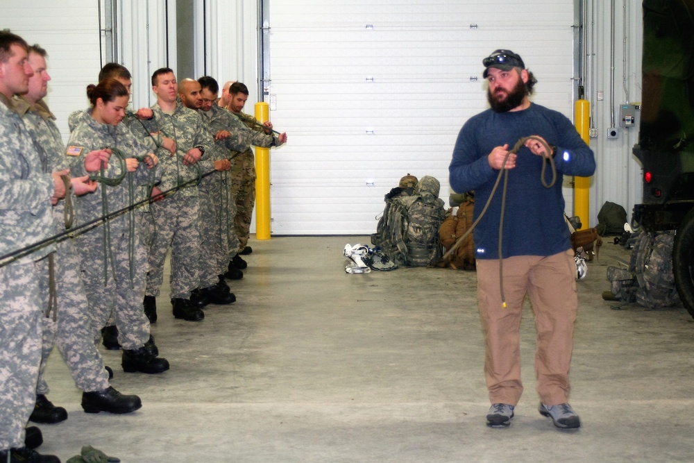 Students build knot-tying skills as part of Cold-Weather Operations Course at Fort McCoy