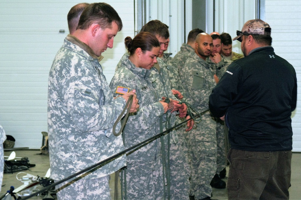 Students build knot-tying skills as part of Cold-Weather Operations Course at Fort McCoy