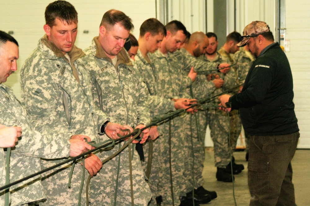 Students build knot-tying skills as part of Cold-Weather Operations Course at Fort McCoy