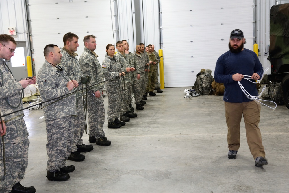 Students build knot-tying skills as part of Cold-Weather Operations Course at Fort McCoy