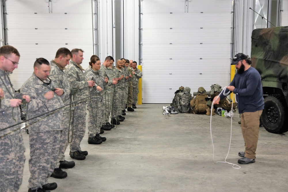 Students build knot-tying skills as part of Cold-Weather Operations Course at Fort McCoy