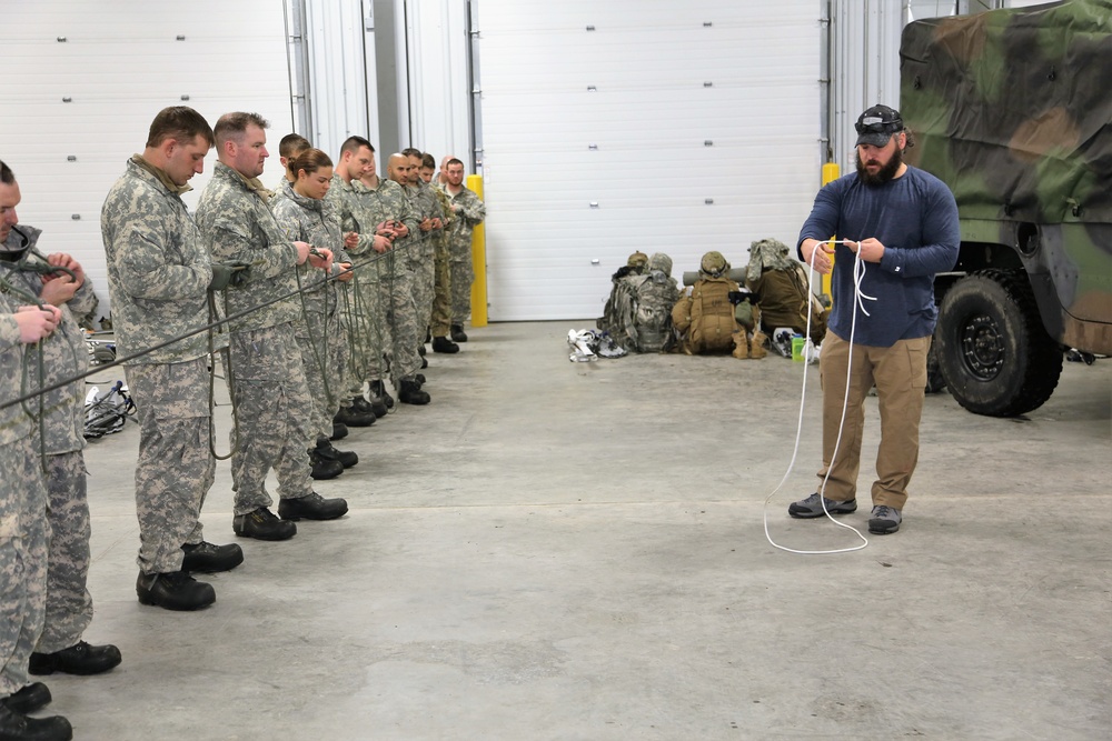 Students build knot-tying skills as part of Cold-Weather Operations Course at Fort McCoy