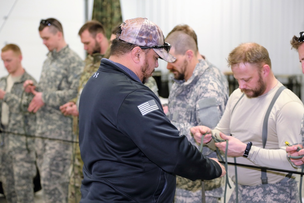 Students build knot-tying skills as part of Cold-Weather Operations Course at Fort McCoy