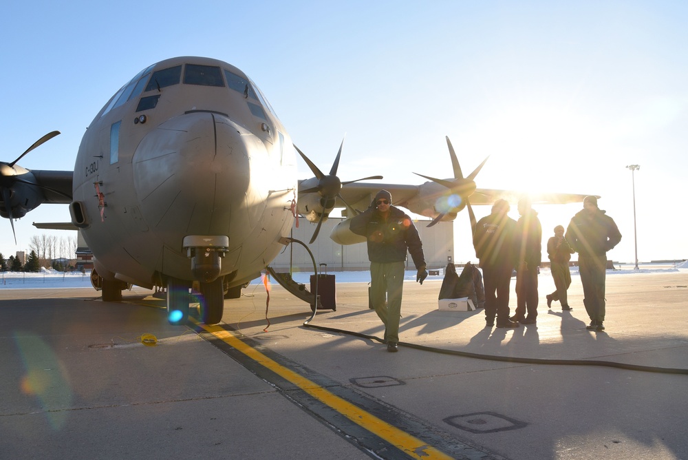 Indian C-130 Hercules transits through Grand Forks AFB