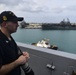 USS San Diego (LPD 22) Sailor Stands Watch