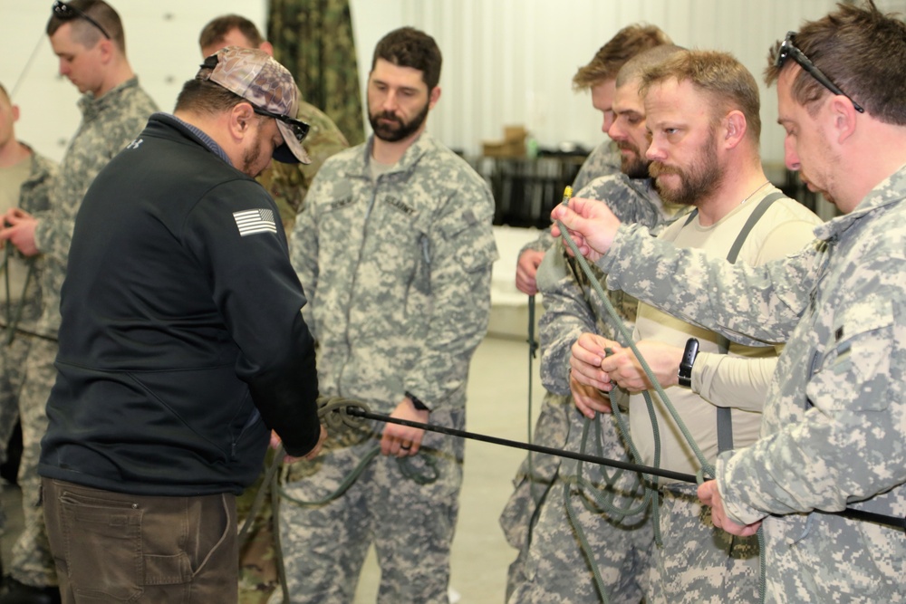 Students build knot-tying skills as part of Cold-Weather Operations Course at Fort McCoy