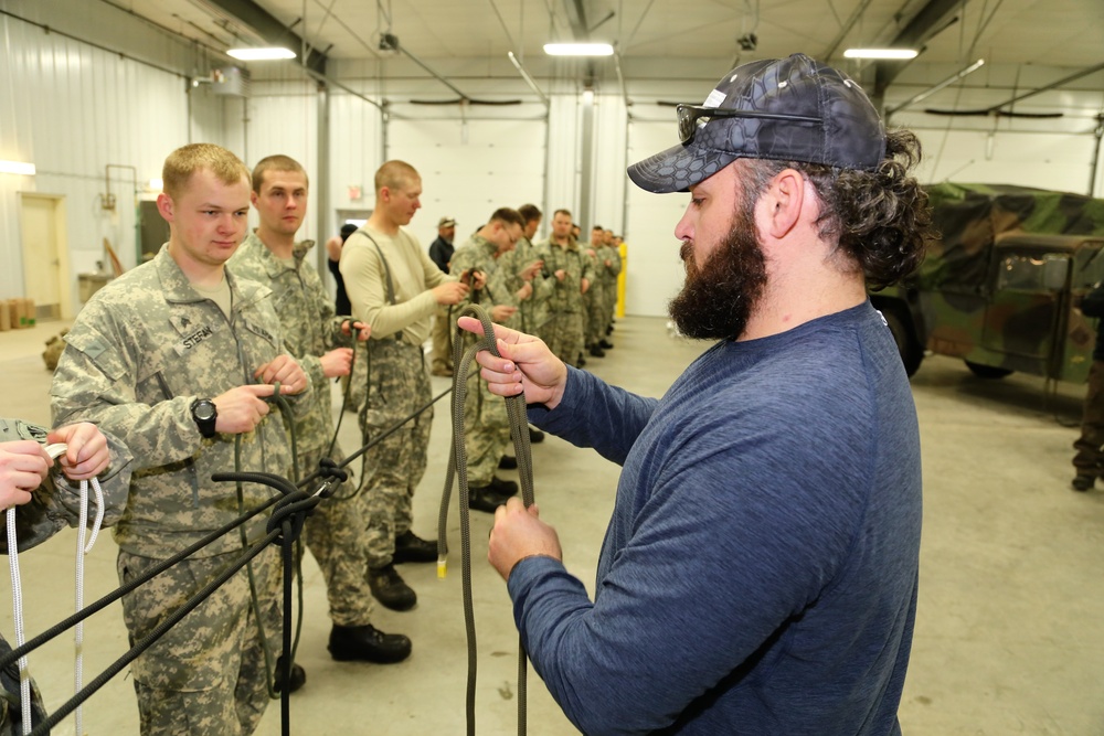 Students build knot-tying skills as part of Cold-Weather Operations Course at Fort McCoy