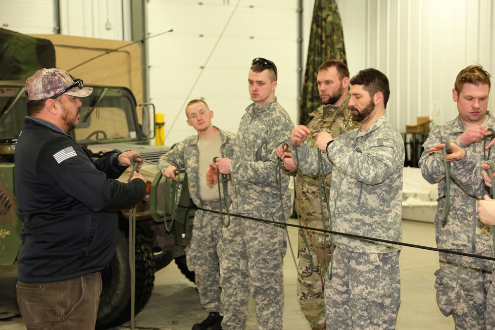 Students build knot-tying skills as part of Cold-Weather Operations Course at Fort McCoy