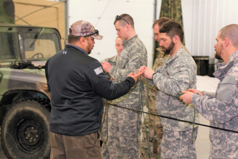 Students build knot-tying skills as part of Cold-Weather Operations Course at Fort McCoy