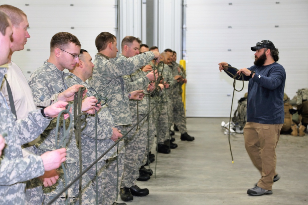 Students build knot-tying skills as part of Cold-Weather Operations Course at Fort McCoy