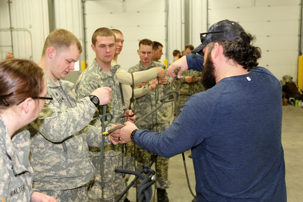 Students build knot-tying skills as part of Cold-Weather Operations Course at Fort McCoy