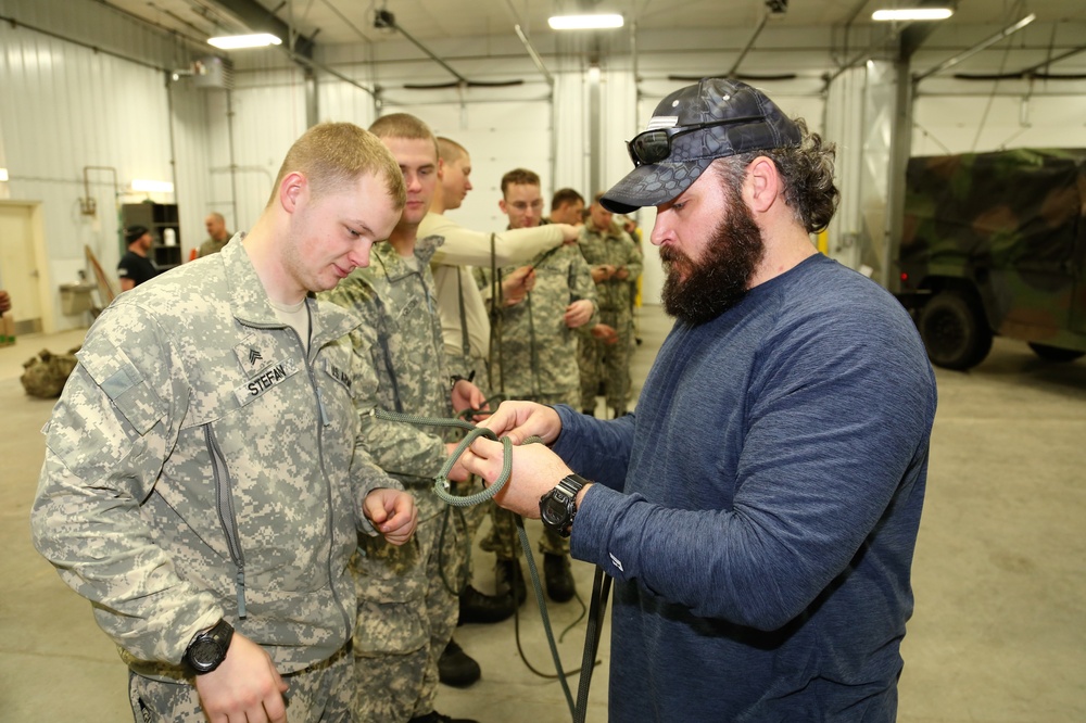 Students build knot-tying skills as part of Cold-Weather Operations Course at Fort McCoy