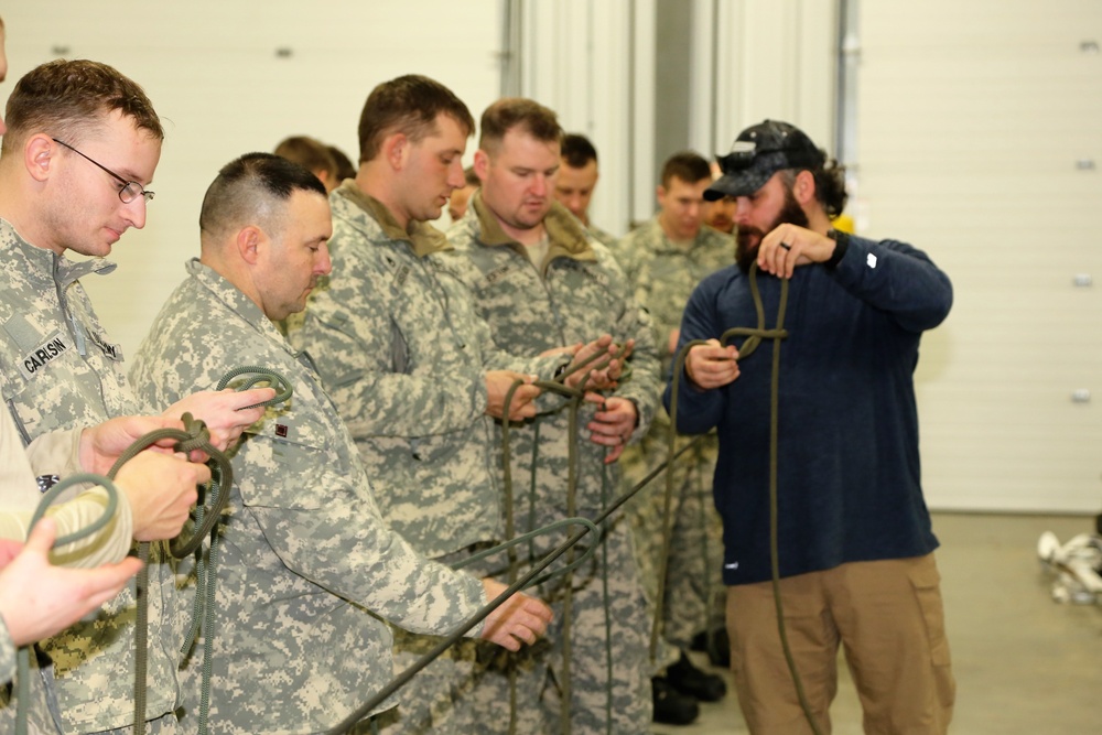 Students build knot-tying skills as part of Cold-Weather Operations Course at Fort McCoy