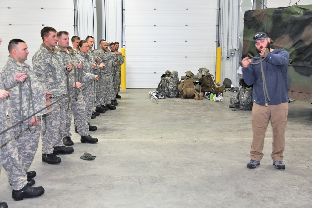 Students build knot-tying skills as part of Cold-Weather Operations Course at Fort McCoy