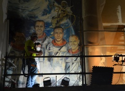 Mercury Astronauts Mural Removed for Conservation Prior to Pax River O-Club Demolition