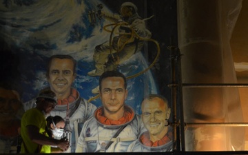 Mercury Astronauts Mural Removed for Conservation Prior to Pax River O-Club Demolition