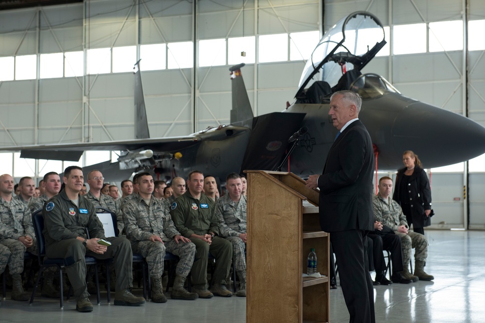 Defense Secretary James N. Mattis visits Mountain Home Air Force Base
