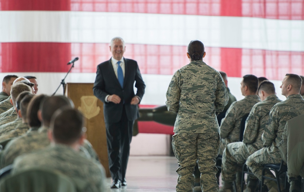 Defense Secretary James N. Mattis visits Mountain Home Air Force Base