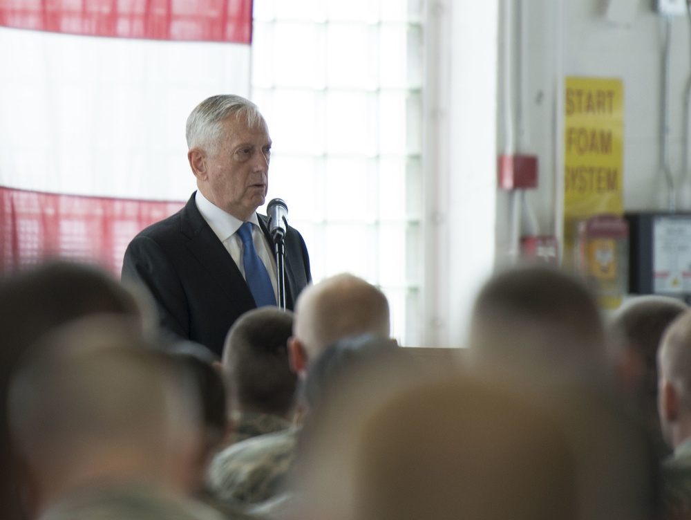 Defense Secretary James N. Mattis visits Mountain Home Air Force Base