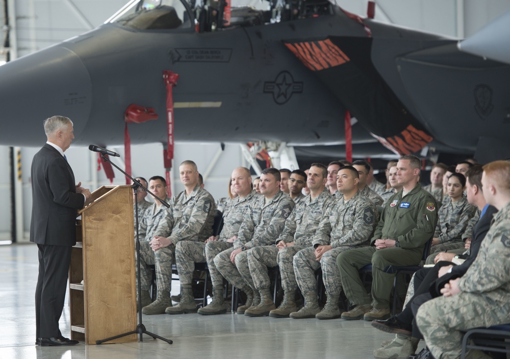 Defense Secretary James N. Mattis visits Mountain Home Air Force Base