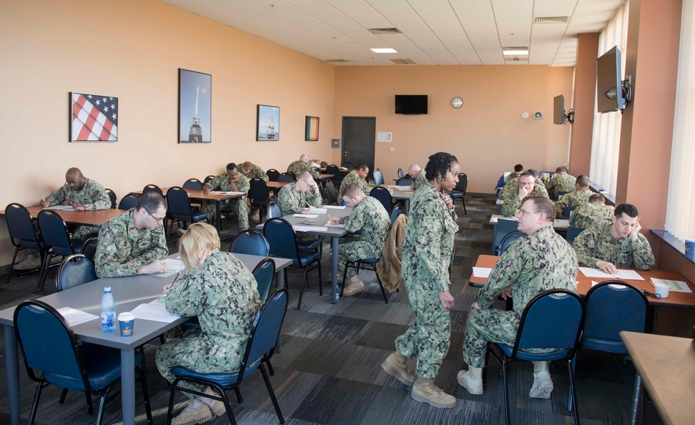 NSF Deveselu and AAMDS Romania Sailors take Navy-wide CPO Exam