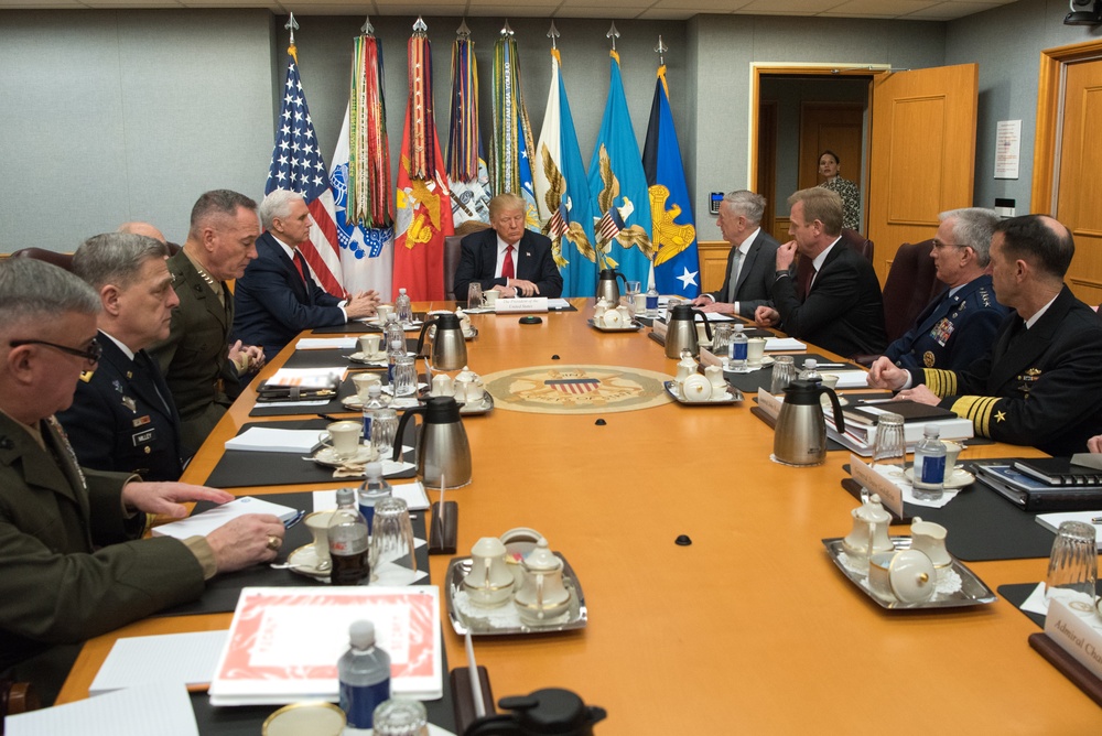 President Trump and Vice President Pence meet with Pentagon senior leaders