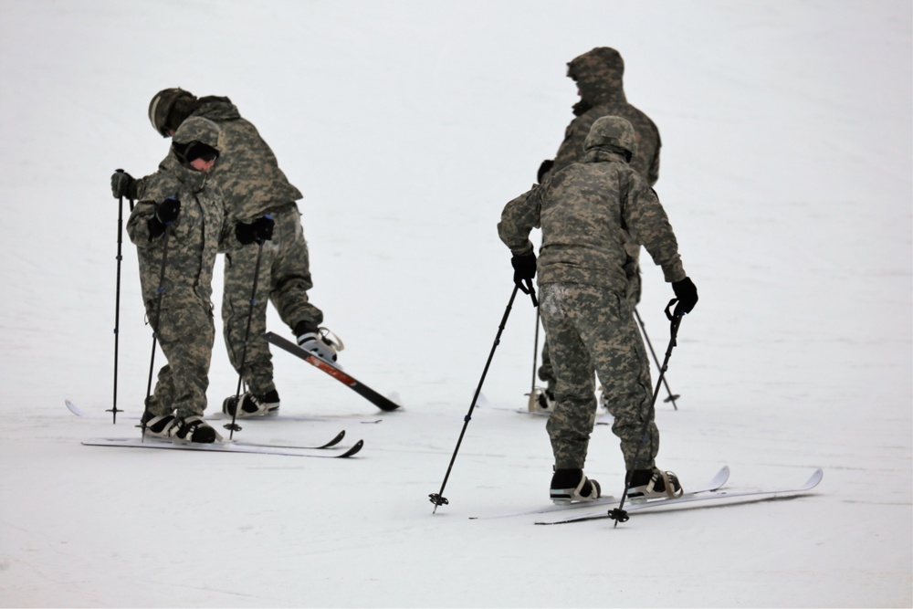 Students learn skiing techniques during Cold-Weather Operations Course at Fort McCoy