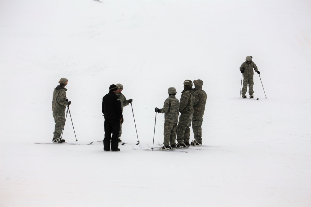 Students learn skiing techniques during Cold-Weather Operations Course at Fort McCoy