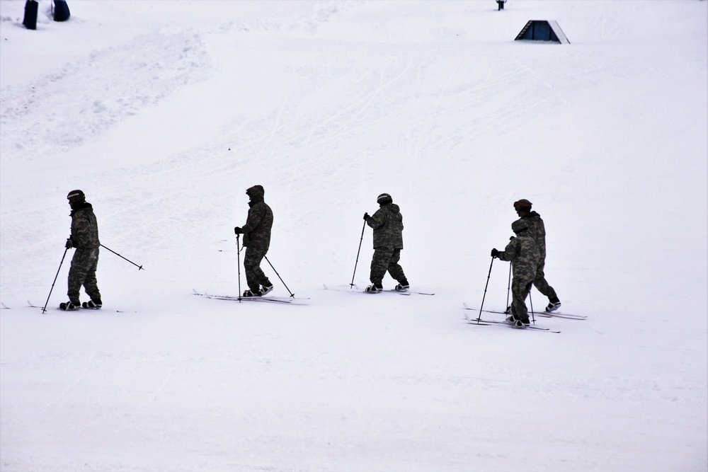 Students learn skiing techniques during Cold-Weather Operations Course at Fort McCoy