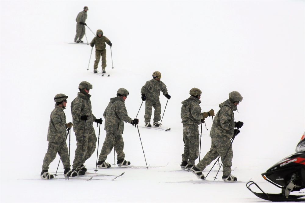 Students learn skiing techniques during Cold-Weather Operations Course at Fort McCoy