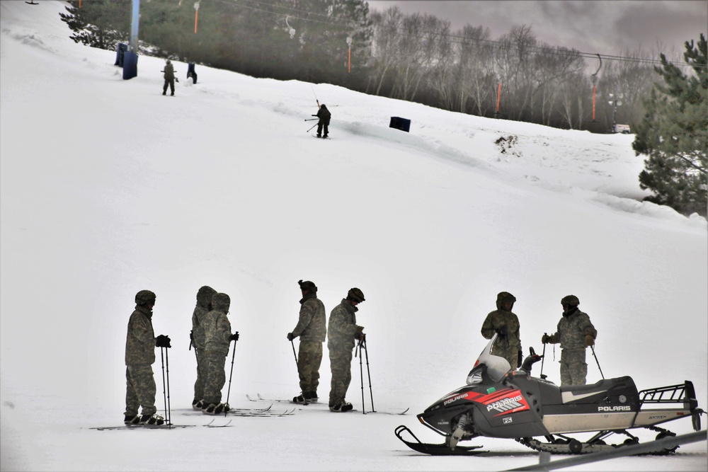 Students learn skiing techniques during Cold-Weather Operations Course at Fort McCoy