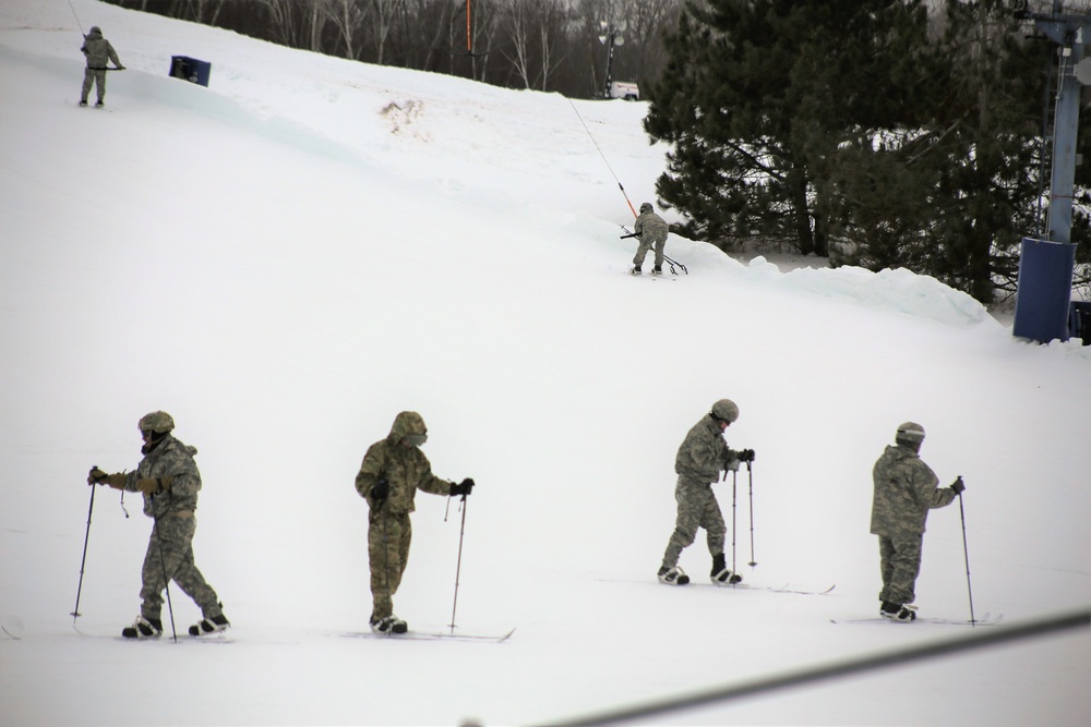 Students learn skiing techniques during Cold-Weather Operations Course at Fort McCoy