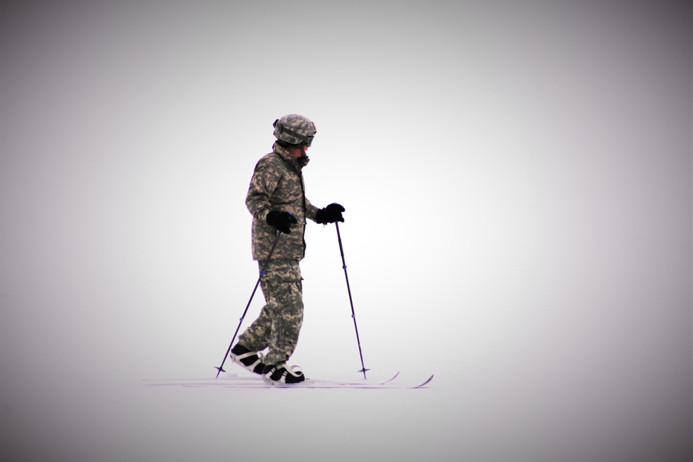 Students learn skiing techniques during Cold-Weather Operations Course at Fort McCoy