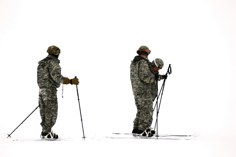 Students learn skiing techniques during Cold-Weather Operations Course at Fort McCoy