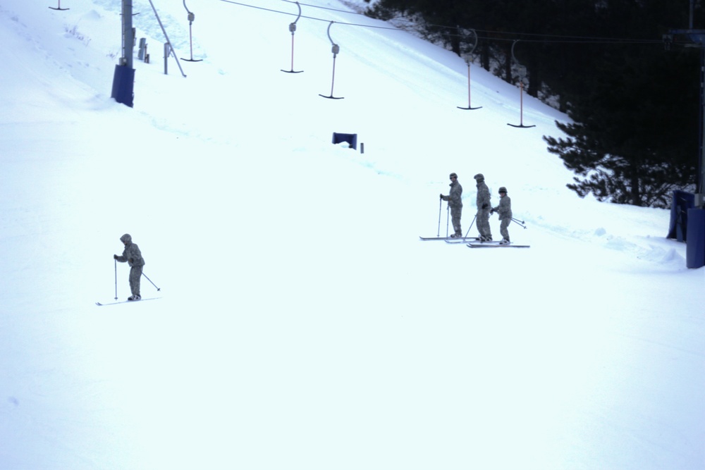 Students learn skiing techniques during Cold-Weather Operations Course at Fort McCoy