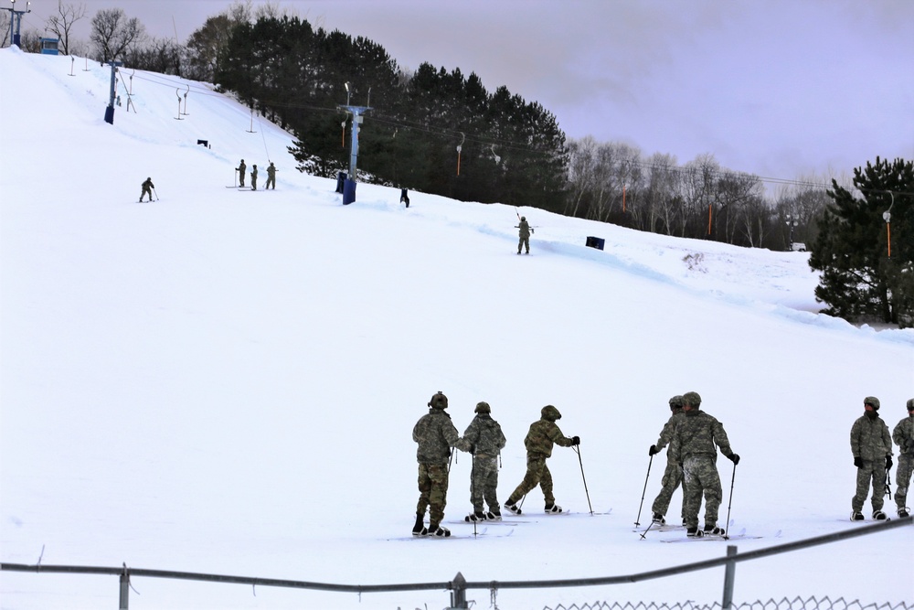 Students learn skiing techniques during Cold-Weather Operations Course at Fort McCoy