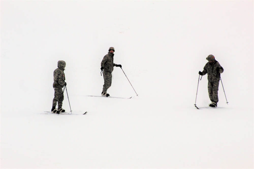 Students learn skiing techniques during Cold-Weather Operations Course at Fort McCoy