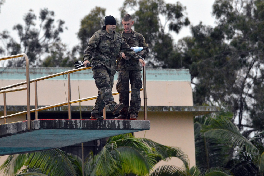 Soldiers perform Combat Water Survival Test